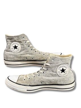 Converse All Stars Hi Top Sneakers Womens Sz 10 Gray Tweed Metallic Sparkle
